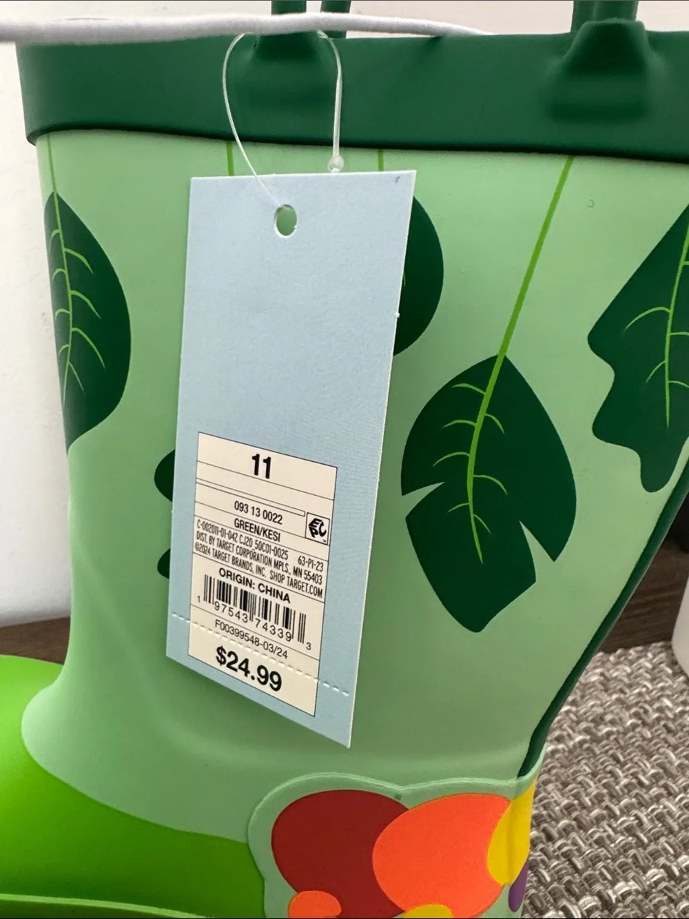 Cat & Jack Green Caterpillar Kesi Rainboots Toddler Size 11 New NWT